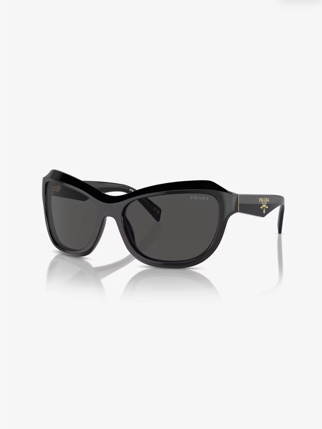 Prada Black Oversized Cat-Eye Sunglasses With Gold Logo